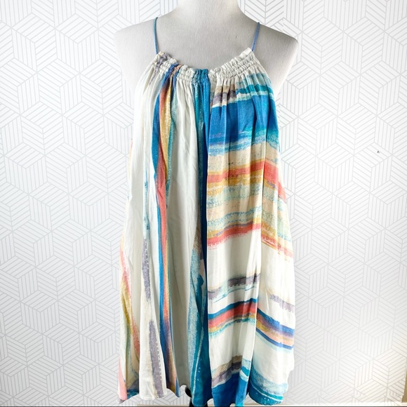 Free People Dresses & Skirts - Free People Print Gathered Halter Swing Dress L